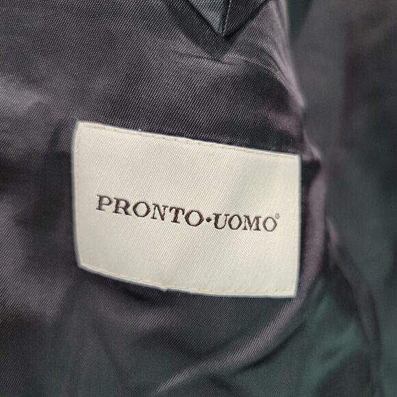 Pronto Uomo 44L Long Mens Wool Sport Coat Blazer Suit Jacket 2 Button Black - Picture 2 of 8